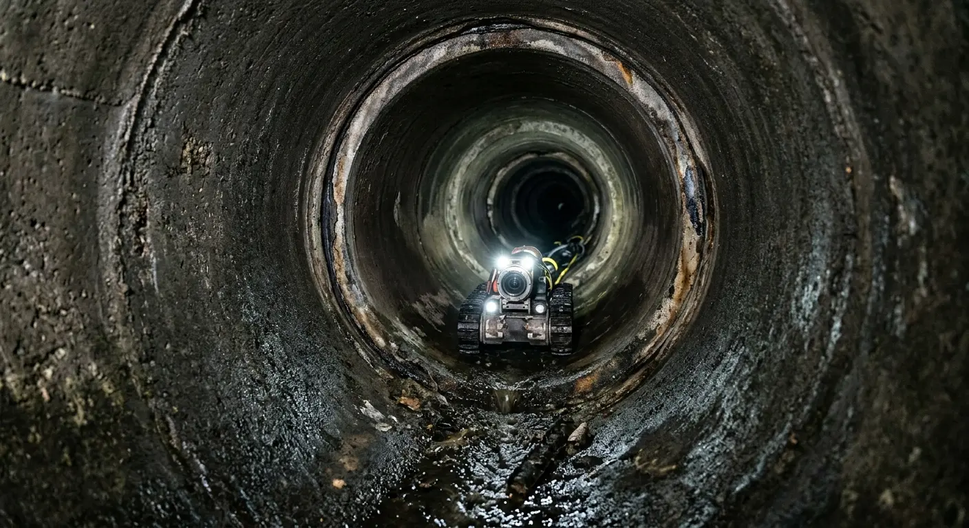 Robotic sewer camera inspecting pipe interior for Sewer Line Cleaning in Lake City
